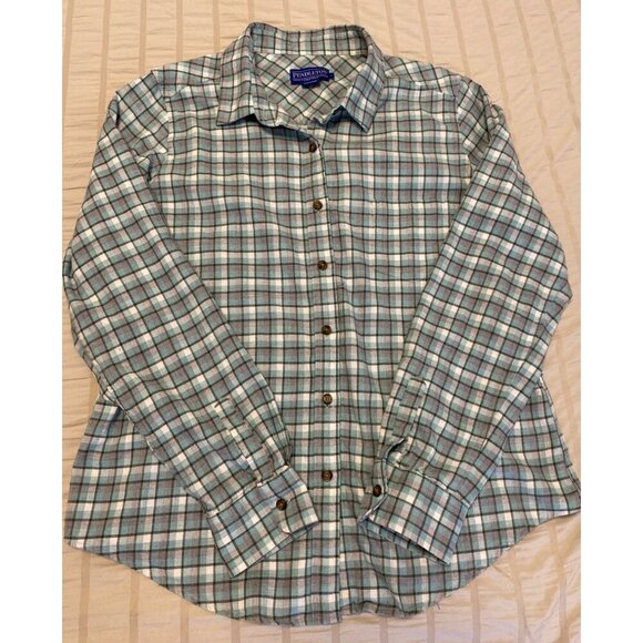 Pendleton Womens Plaid Long Sleeve Cotton Shirt Size L - Picture 3 of 7